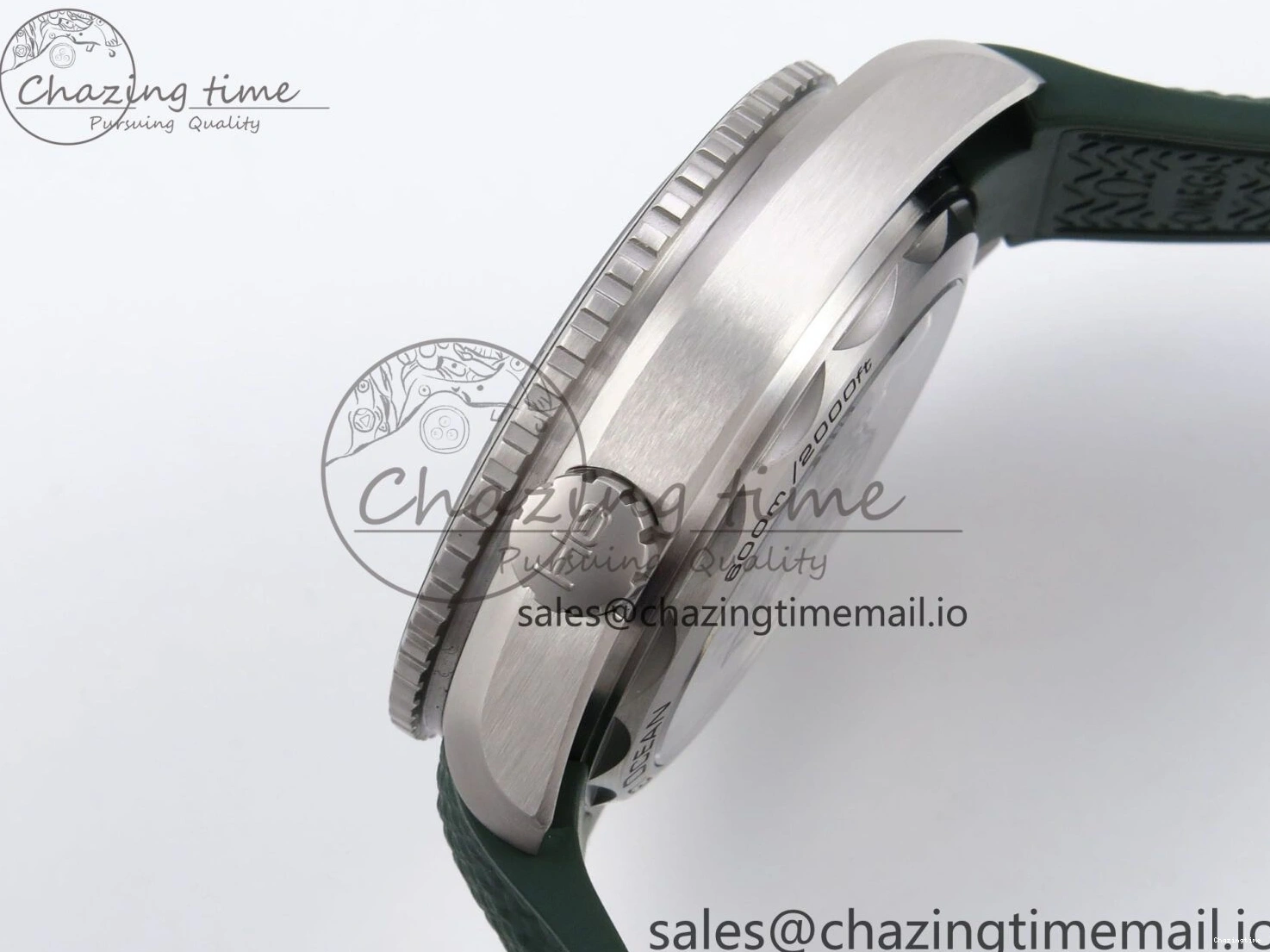 0513 Planet Ocean 43.5mm SS VSF 1:1 Best Edition Green Bezel White Dial on Green Rubber Strap A8900 Super Clone Unisex 7713